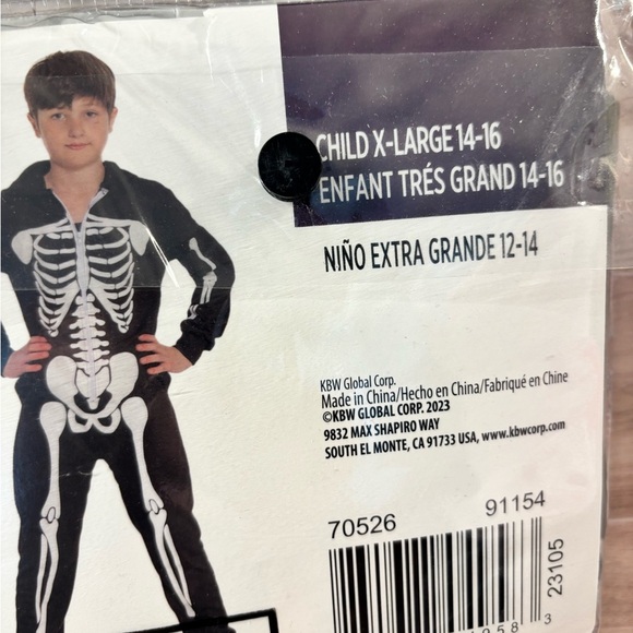 Kids Skeleton Costume with Hood Xl - Picture 5 of 6